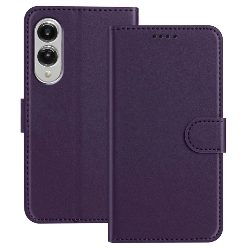 For Samsung Galaxy S25 Edge Leather Case Wallet Stand Solid Color Anti Drop Phone Cover - Black-Cellmalls