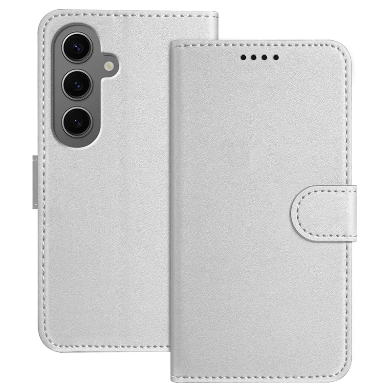 For Samsung Galaxy S24+ Leather Case Wallet Stand Solid Color Anti Drop Phone Cover - Black-Cellmalls