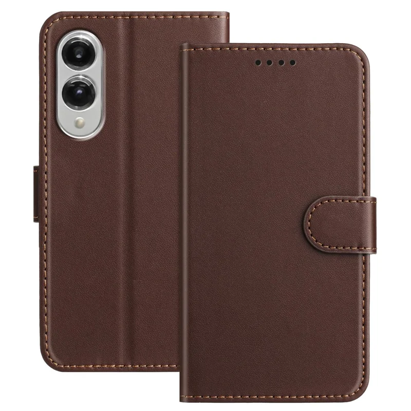 For Samsung Galaxy S25 Edge Leather Case Wallet Stand Solid Color Anti Drop Phone Cover - Black-Cellmalls