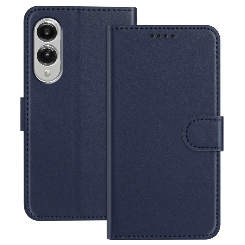 For Samsung Galaxy S25 Edge Leather Case Wallet Stand Solid Color Anti Drop Phone Cover - Black-Cellmalls