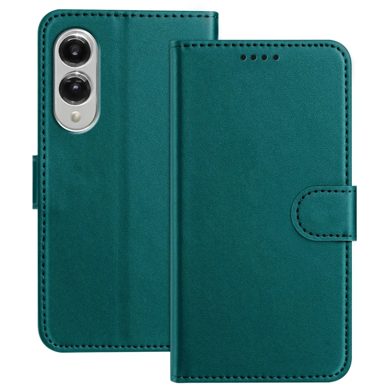 For Samsung Galaxy S25 Edge Leather Case Wallet Stand Solid Color Anti Drop Phone Cover - Black-Cellmalls