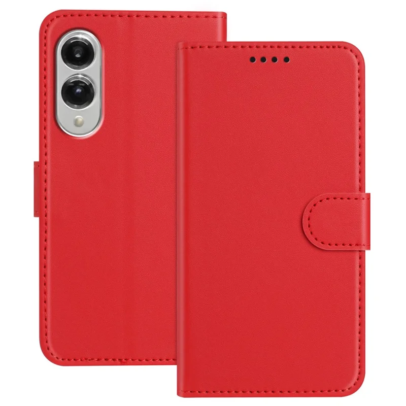 For Samsung Galaxy S25 Edge Leather Case Wallet Stand Solid Color Anti Drop Phone Cover - Black-Cellmalls