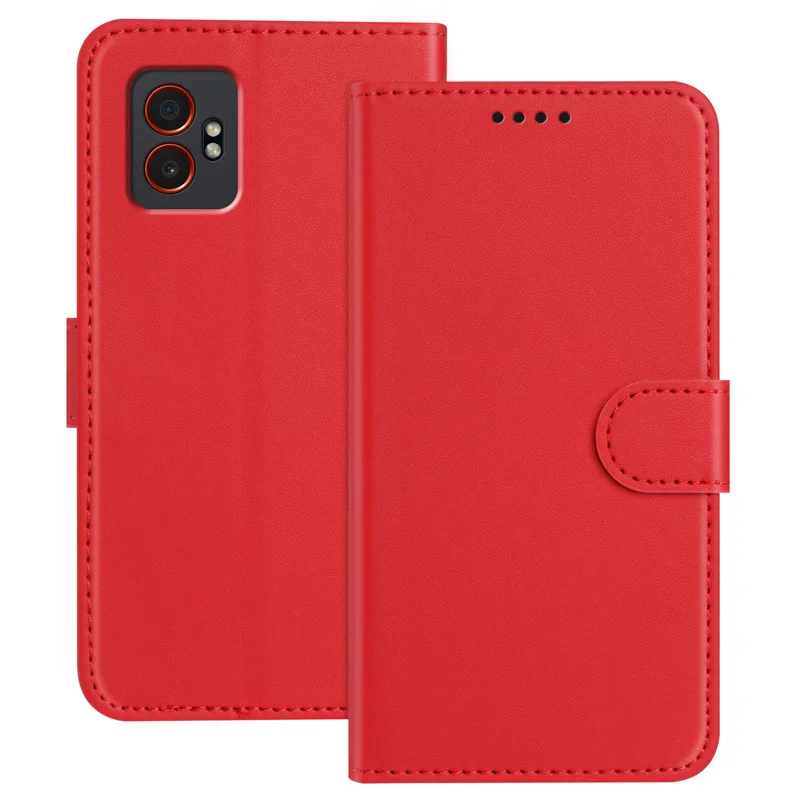 For Samsung Galaxy XCover7 Pro Leather Case Wallet Stand Solid Color Anti Drop Phone Cover - Black-Cellmalls