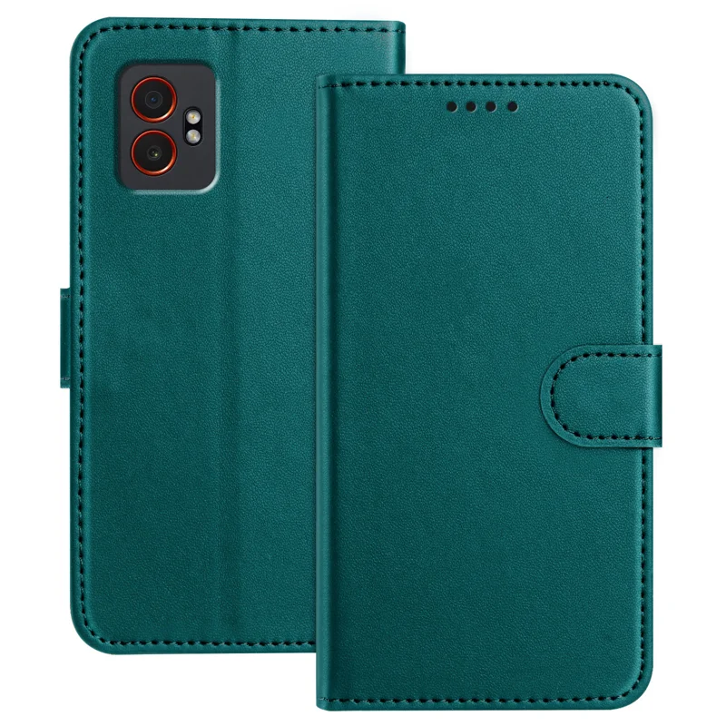 For Samsung Galaxy XCover7 Pro Leather Case Wallet Stand Solid Color Anti Drop Phone Cover - Black-Cellmalls