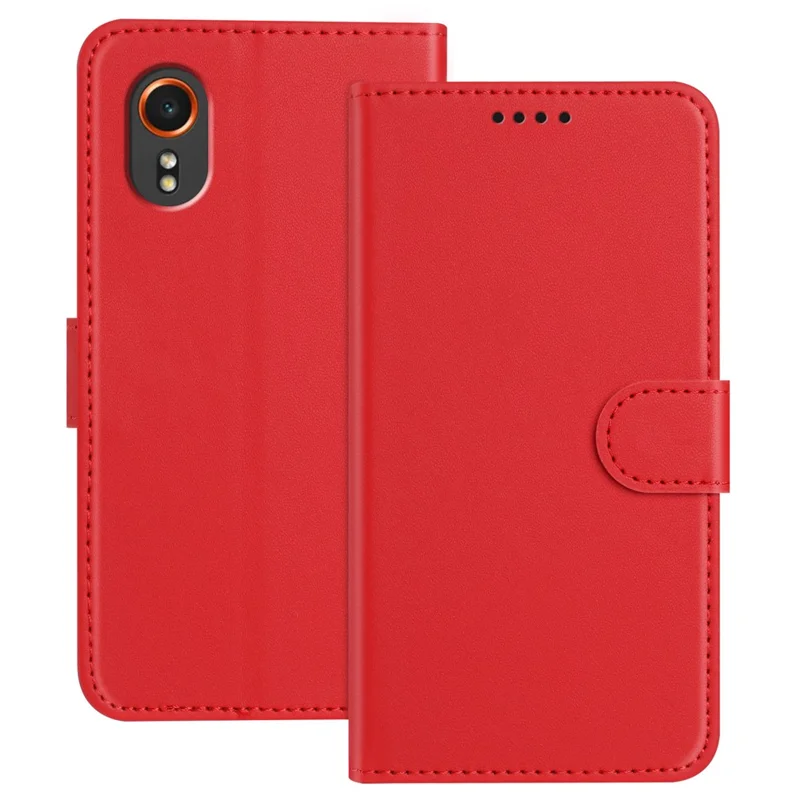 For Samsung Galaxy Xcover7 Leather Case Wallet Stand Solid Color Anti Drop Phone Cover - Black-Cellmalls