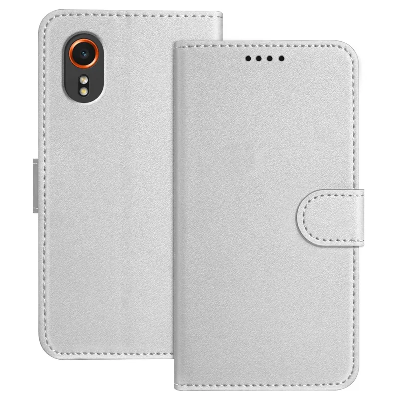 For Samsung Galaxy Xcover7 Leather Case Wallet Stand Solid Color Anti Drop Phone Cover - Black-Cellmalls