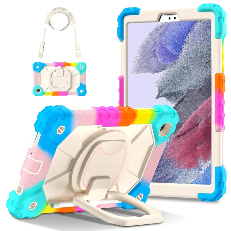 C3 Rugged Case for Samsung Galaxy Tab A7 Lite 8.7-inch T220 / T225 Kickstand Cover with Shoulder Strap - Navy Blue+Black-Cellmalls