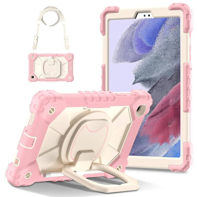 C3 Rugged Case for Samsung Galaxy Tab A7 Lite 8.7-inch T220 / T225 Kickstand Cover with Shoulder Strap - Navy Blue+Black-Cellmalls