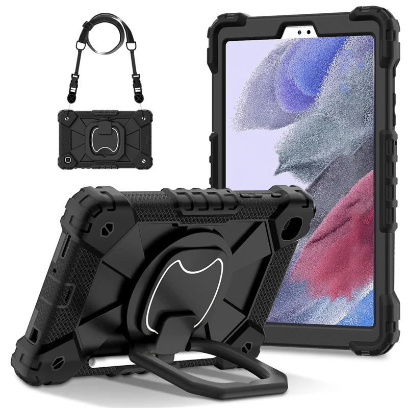 C3 Rugged Case for Samsung Galaxy Tab A7 Lite 8.7-inch T220 / T225 Kickstand Cover with Shoulder Strap - Navy Blue+Black-Cellmalls