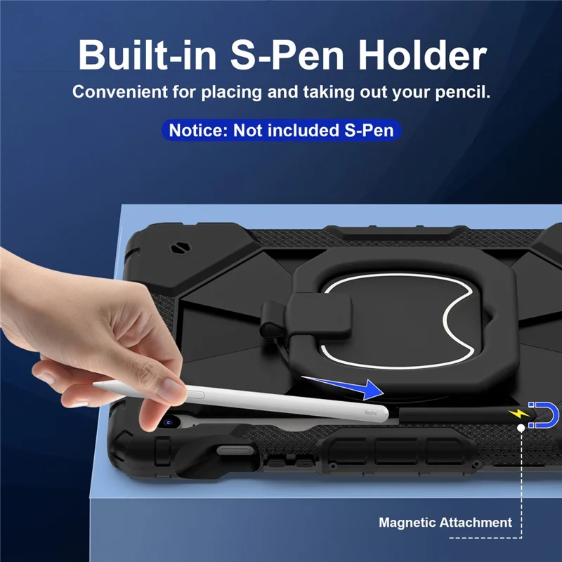 For Samsung Galaxy Tab S10 FE / S9 FE / S9 Case Silicone + PC Kickstand Tablet Cover - Black / Black-Cellmalls