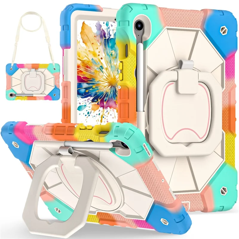 For Samsung Galaxy Tab S10 FE / S9 FE / S9 Case Silicone + PC Kickstand Tablet Cover - Black / Black-Cellmalls