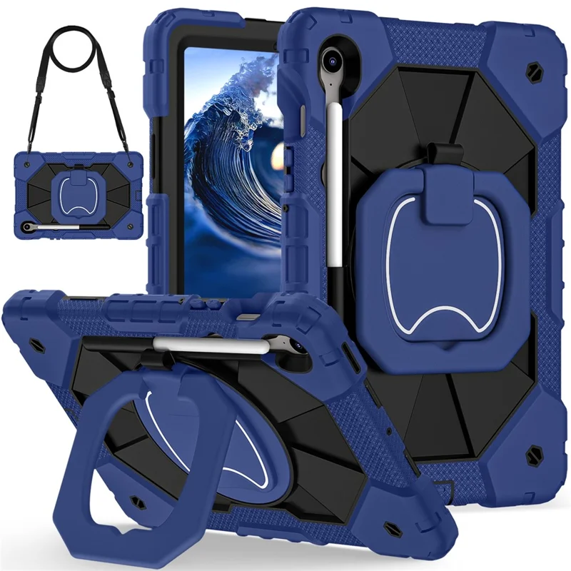 For Samsung Galaxy Tab S10 FE / S9 FE / S9 Case Silicone + PC Kickstand Tablet Cover - Black / Black-Cellmalls