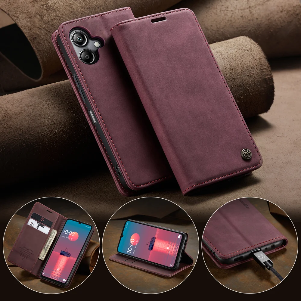 For Samsung Galaxy A06 4G Case CASEME 013 Series Card Holder Stand Leather Phone Cover - Coffee-Cellmalls
