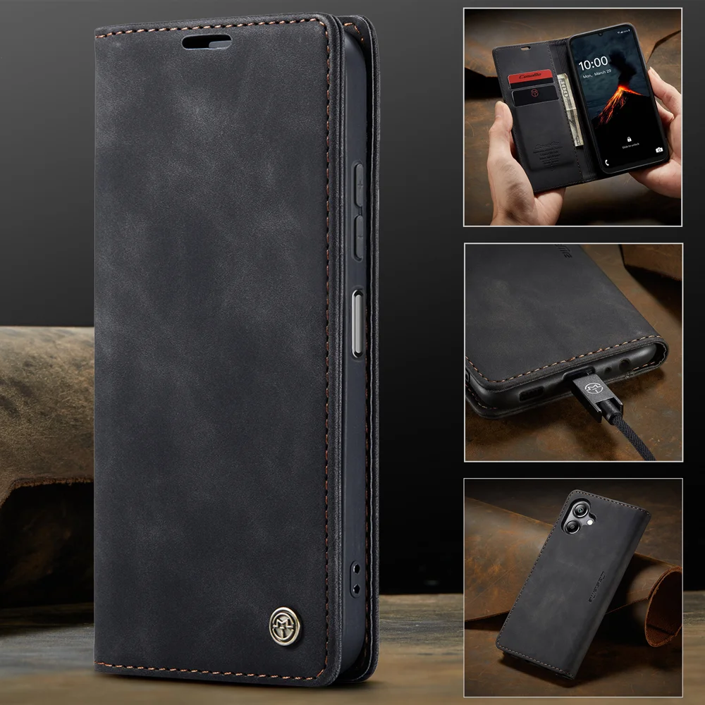 For Samsung Galaxy A06 4G Case CASEME 013 Series Card Holder Stand Leather Phone Cover - Coffee-Cellmalls