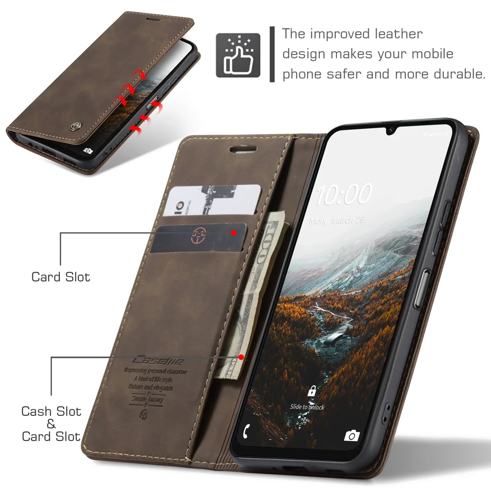 For Samsung Galaxy A07 4G / A06 4G / A06 5G Wallet Case CASEME 013 Series PU Leather Phone Cover Stand - Brown-Cellmalls