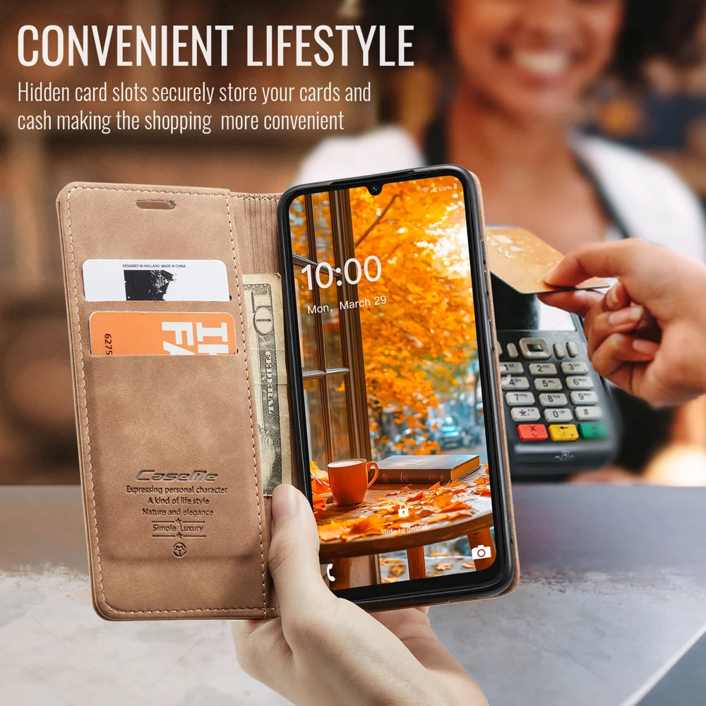 For Samsung Galaxy A07 4G / A06 4G / A06 5G Wallet Case CASEME 013 Series PU Leather Phone Cover Stand - Brown-Cellmalls