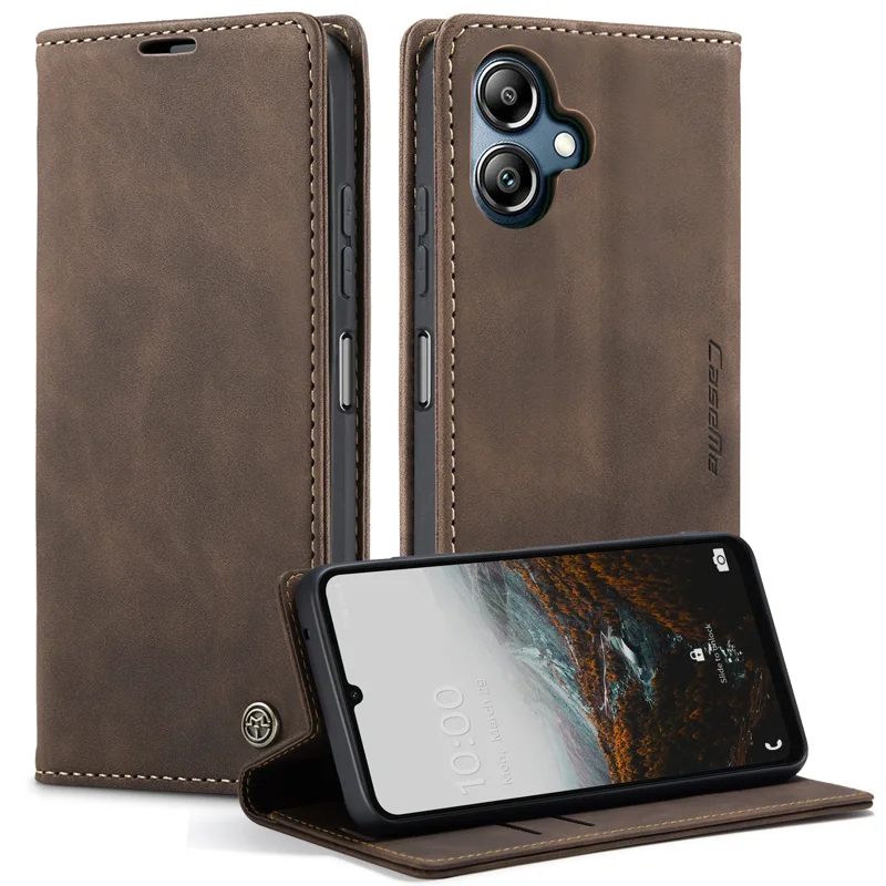 For Samsung Galaxy A07 4G / A06 4G / A06 5G Wallet Case CASEME 013 Series PU Leather Phone Cover Stand - Brown-Cellmalls