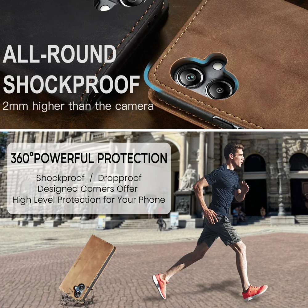 For Samsung Galaxy A07 4G / A06 4G / A06 5G Wallet Case CASEME 013 Series PU Leather Phone Cover Stand - Brown-Cellmalls