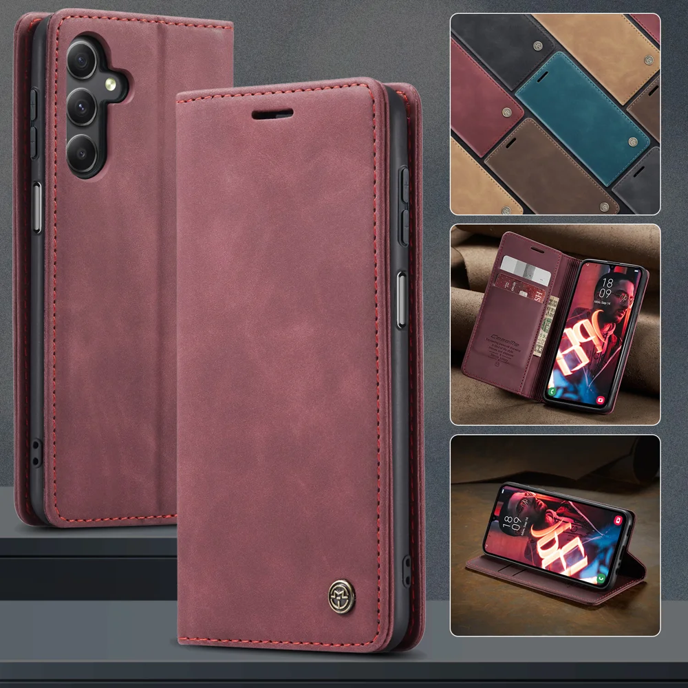 For Samsung Galaxy A16 5G / A16 4G Case CASEME 013 Series Card Holder Stand Leather Phone Cover - Coffee-Cellmalls