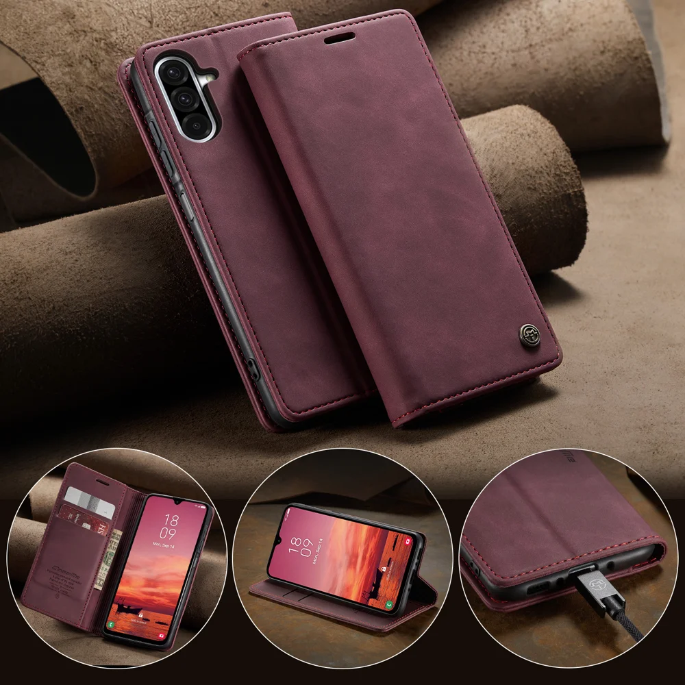 For Samsung Galaxy A17 5G Wallet Case CASEME 013 Series PU Leather Phone Cover Stand - Red-Cellmalls