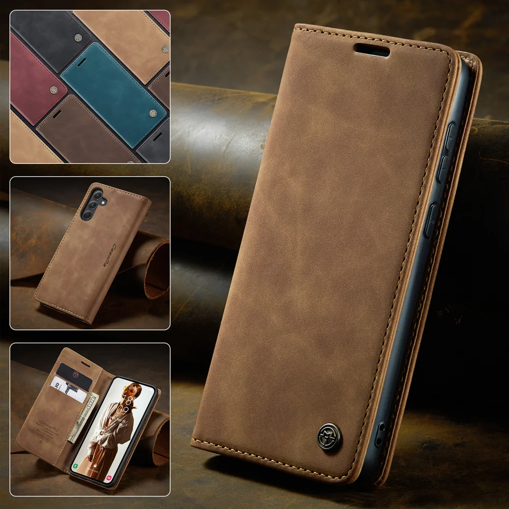 For Samsung Galaxy A36 5G Case CASEME 013 Series Card Holder Stand Leather Phone Cover - Red-Cellmalls