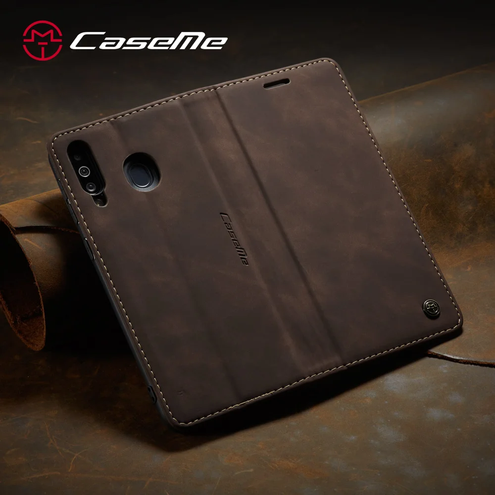 For Samsung Galaxy M30 / Galaxy A40s Case CASEME 013 Series Card Holder Stand Leather Phone Cover - Brown-Cellmalls