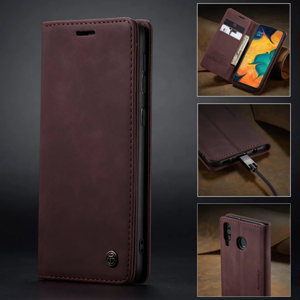 For Samsung Galaxy M30 / Galaxy A40s Case CASEME 013 Series Card Holder Stand Leather Phone Cover - Brown-Cellmalls