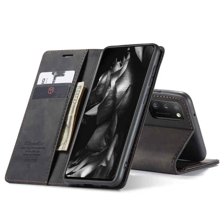 CASEME 013 Series Cover Auto-absorbed Leather Wallet Case for Samsung Galaxy A41 (Global Version) - Black-Cellmalls