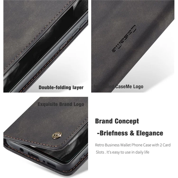 CASEME 013 Series Cover Auto-absorbed Leather Wallet Case for Samsung Galaxy A41 (Global Version) - Black-Cellmalls