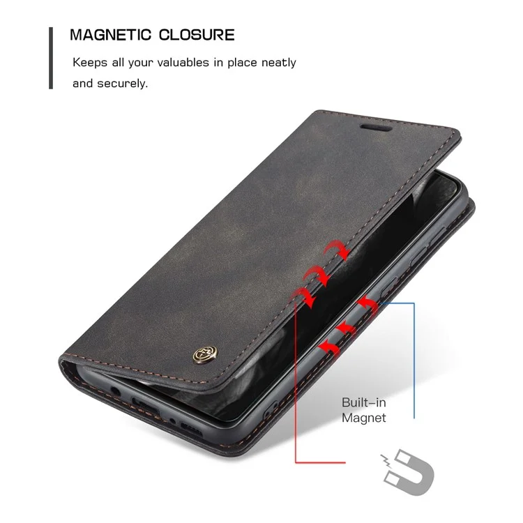 CASEME 013 Series Cover Auto-absorbed Leather Wallet Case for Samsung Galaxy A41 (Global Version) - Black-Cellmalls