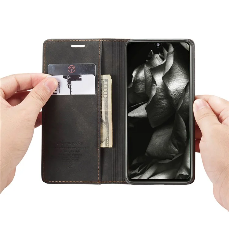 CASEME 013 Series Cover Auto-absorbed Leather Wallet Case for Samsung Galaxy A41 (Global Version) - Black-Cellmalls