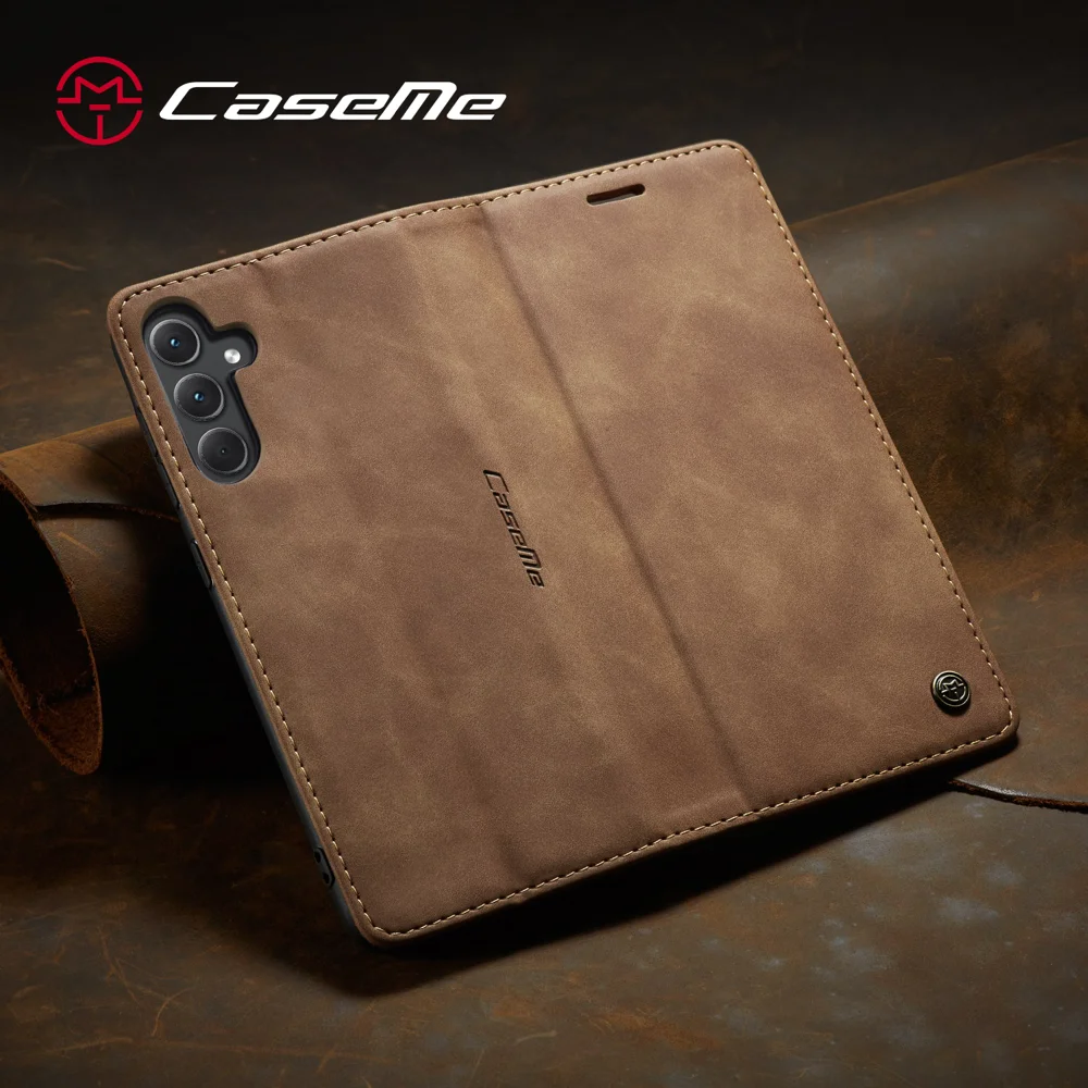 CASEME 013 Series For Samsung Galaxy A56 5G Case Card Holder Stand Leather Phone Cover - Red-Cellmalls