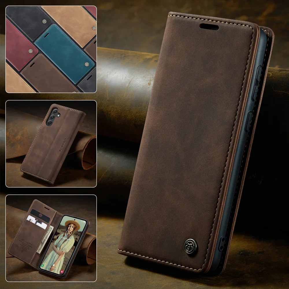 CASEME 013 Series For Samsung Galaxy A56 5G Case Card Holder Stand Leather Phone Cover - Red-Cellmalls