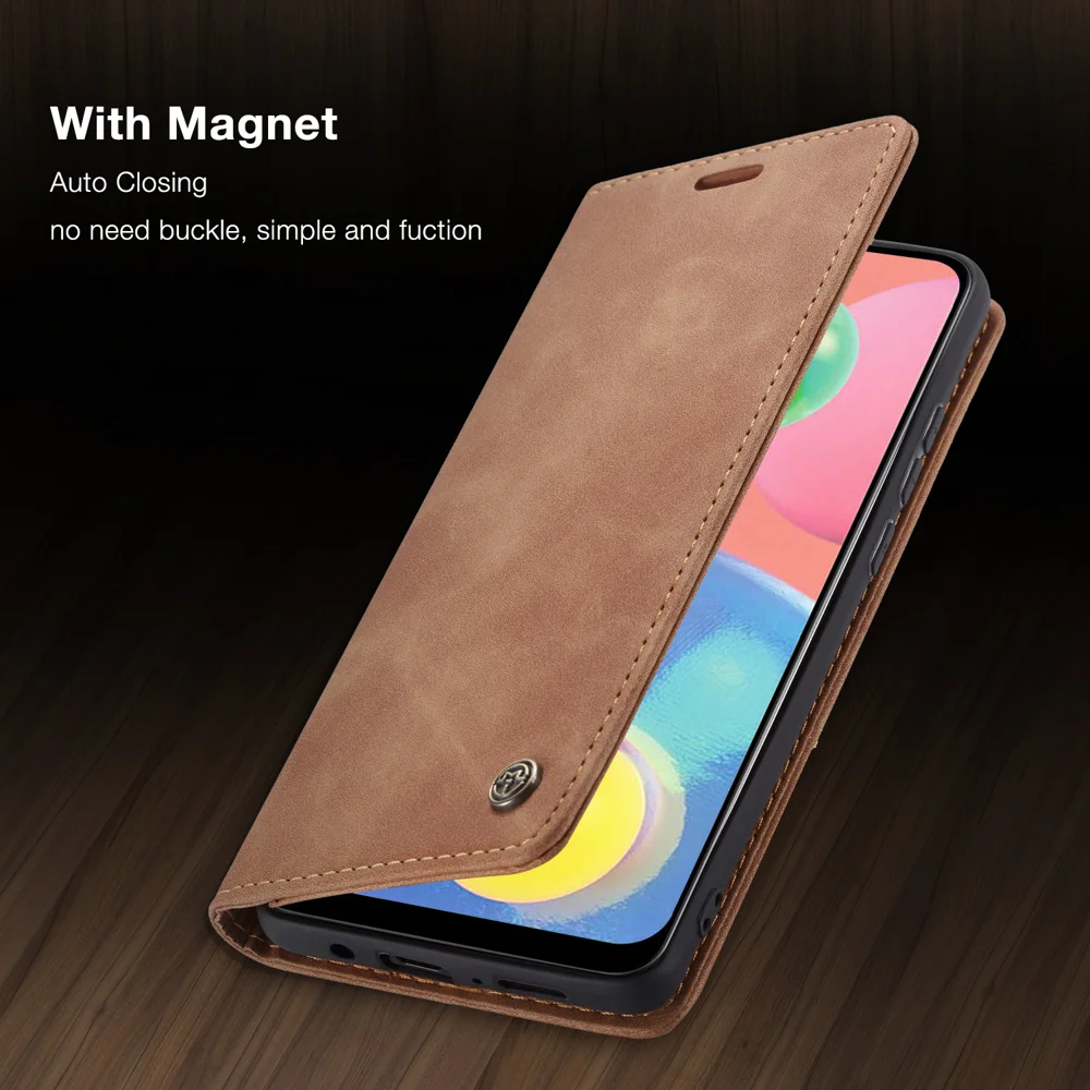 CASEME 013 Series Auto-absorbed Leather Wallet Case Flip Shell for Samsung Galaxy A70s - Black-Cellmalls