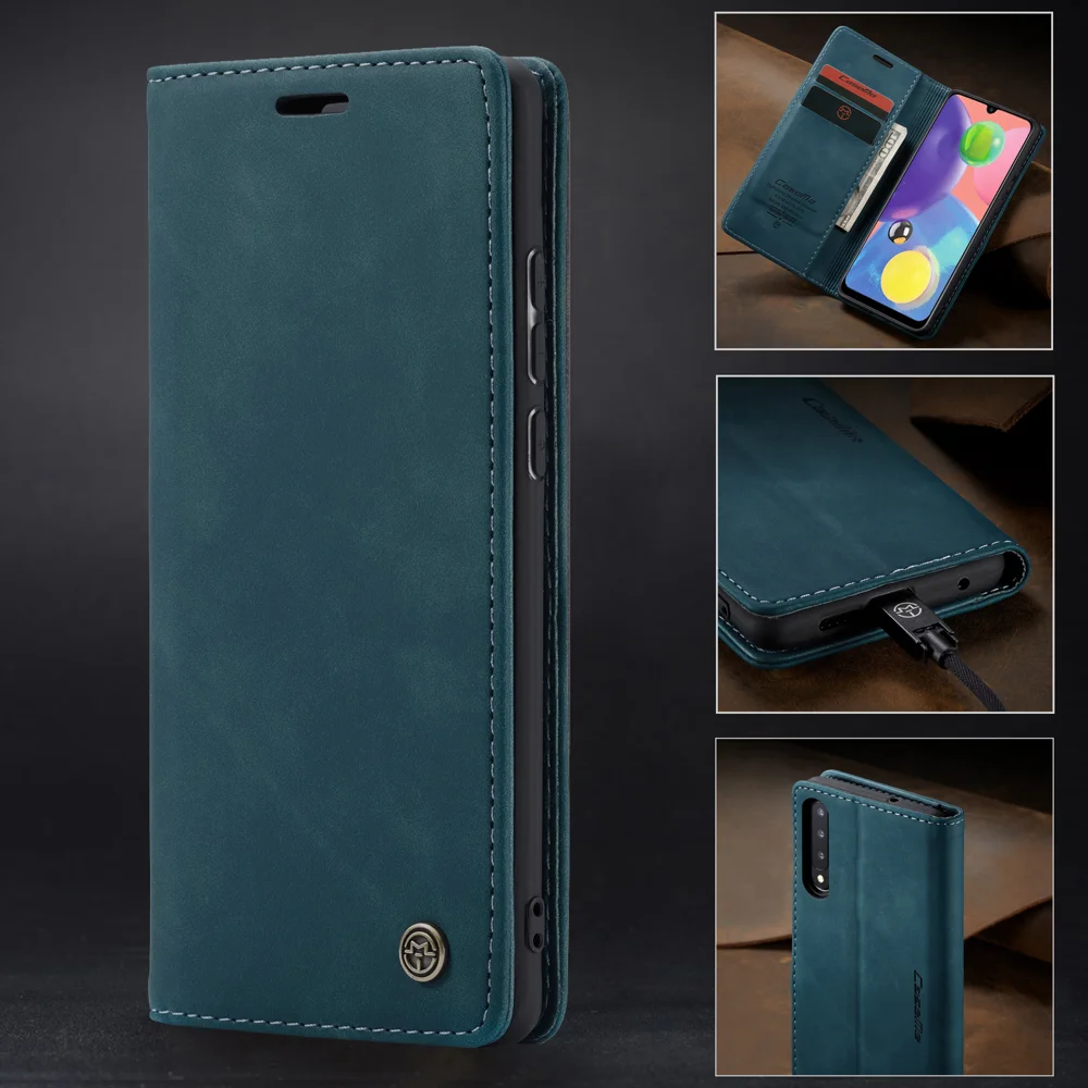 CASEME 013 Series Auto-absorbed Leather Wallet Case Flip Shell for Samsung Galaxy A70s - Black-Cellmalls