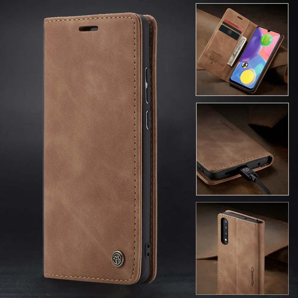 CASEME 013 Series Auto-absorbed Leather Wallet Case Flip Shell for Samsung Galaxy A70s - Black-Cellmalls