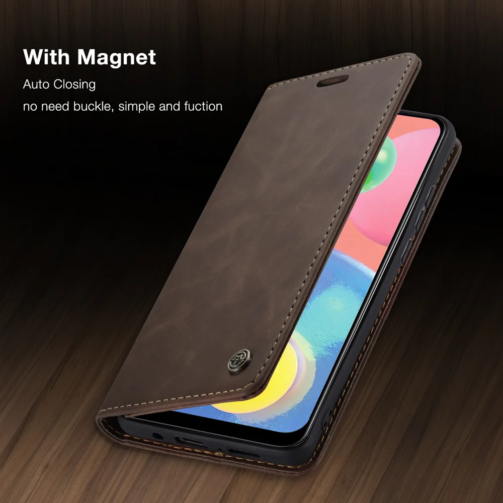 CASEME 013 Series Auto-absorbed Leather Wallet Case Flip Shell for Samsung Galaxy A70s - Black-Cellmalls