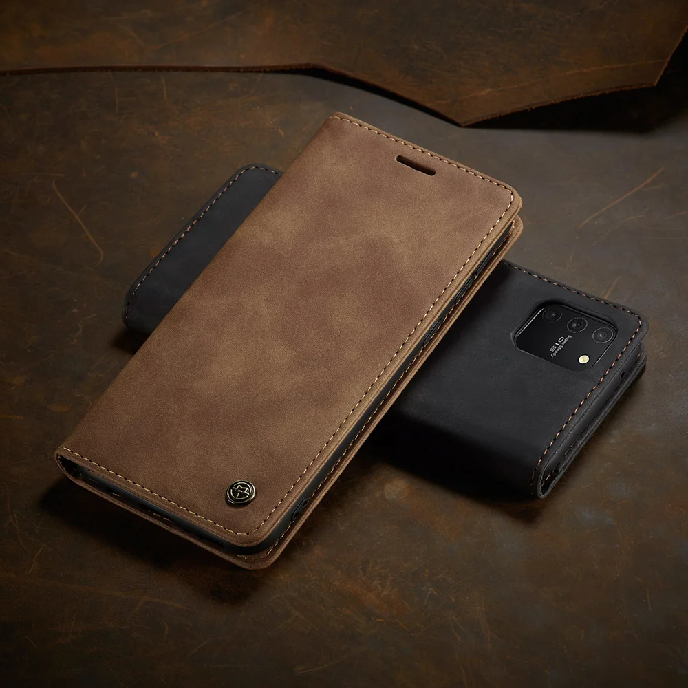 CASEME 013 Series Flip Wallet Leather Mobile Case for Samsung Galaxy A91/S10 Lite - Black-Cellmalls