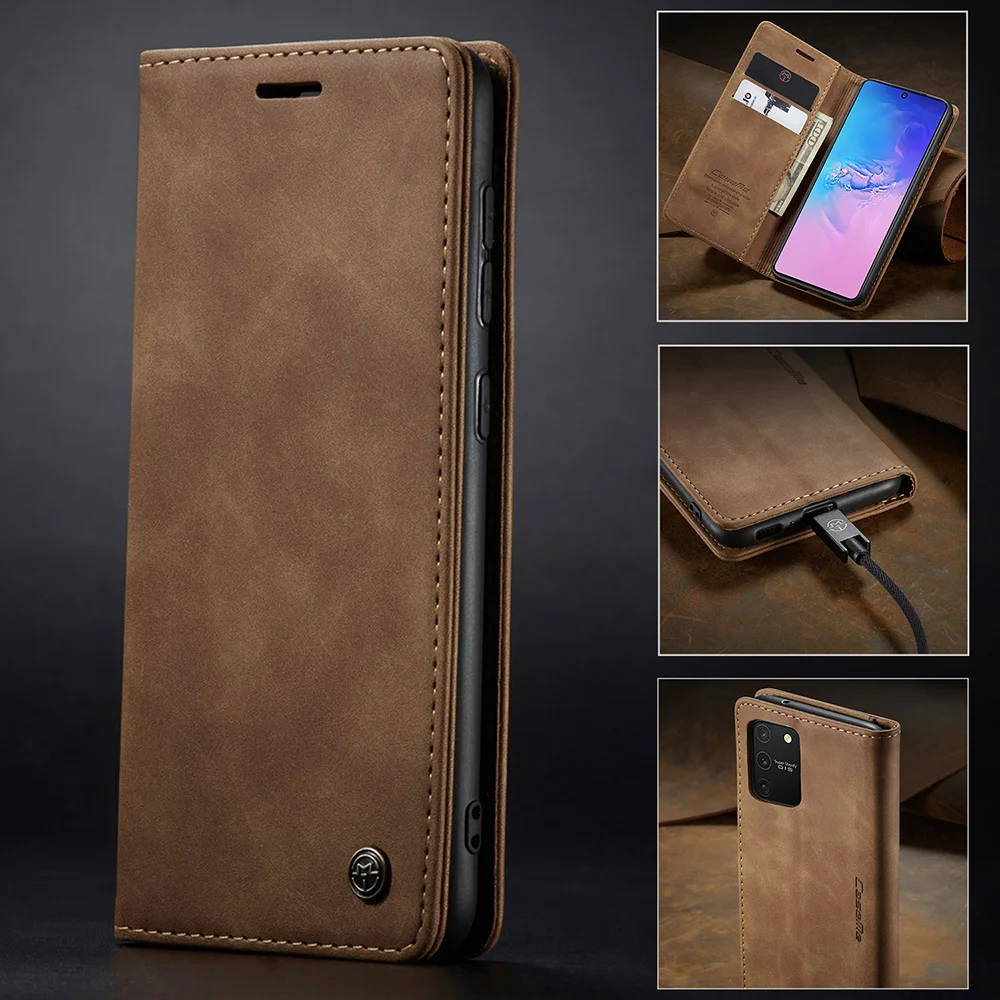 CASEME 013 Series Flip Wallet Leather Mobile Case for Samsung Galaxy A91/S10 Lite - Black-Cellmalls