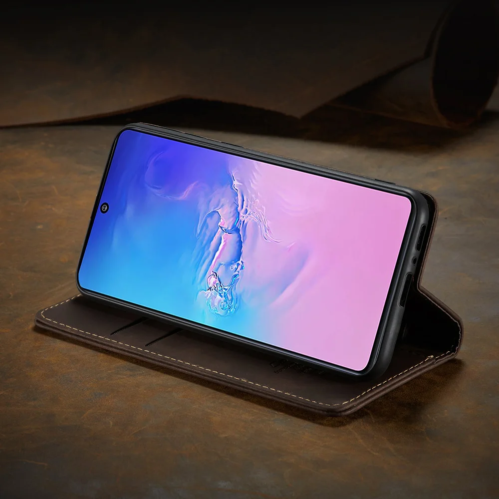 CASEME 013 Series Flip Wallet Leather Mobile Case for Samsung Galaxy A91/S10 Lite - Black-Cellmalls