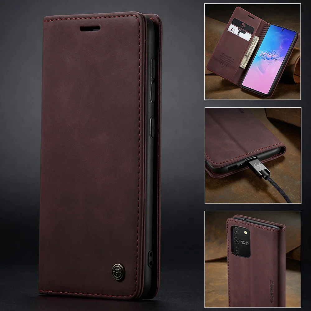 CASEME 013 Series Flip Wallet Leather Mobile Case for Samsung Galaxy A91/S10 Lite - Black-Cellmalls