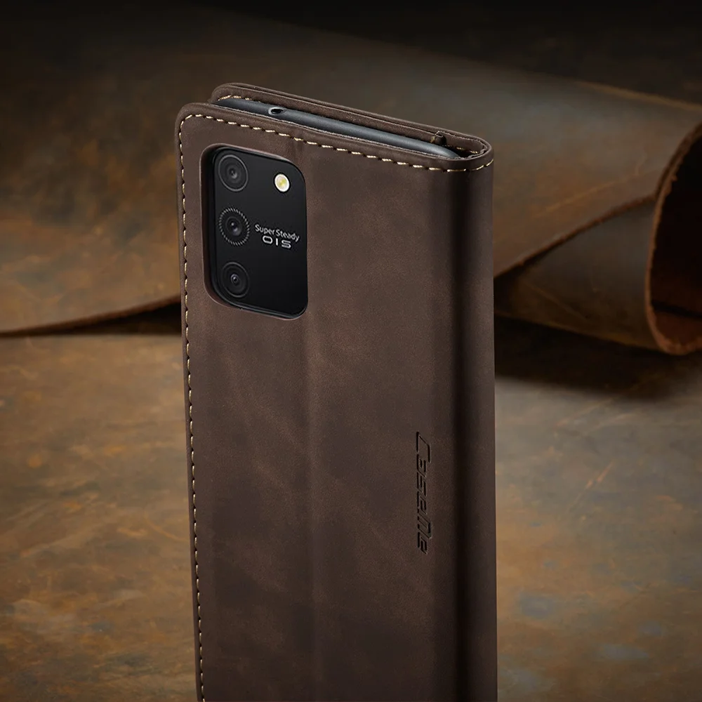 CASEME 013 Series Flip Wallet Leather Mobile Case for Samsung Galaxy A91/S10 Lite - Black-Cellmalls