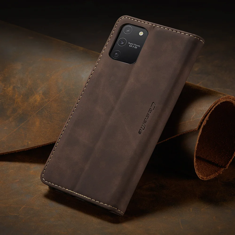 CASEME 013 Series Flip Wallet Leather Mobile Case for Samsung Galaxy A91/S10 Lite - Black-Cellmalls