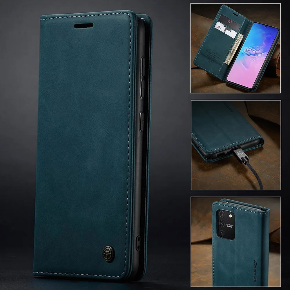 CASEME 013 Series Flip Wallet Leather Mobile Case for Samsung Galaxy A91/S10 Lite - Black-Cellmalls