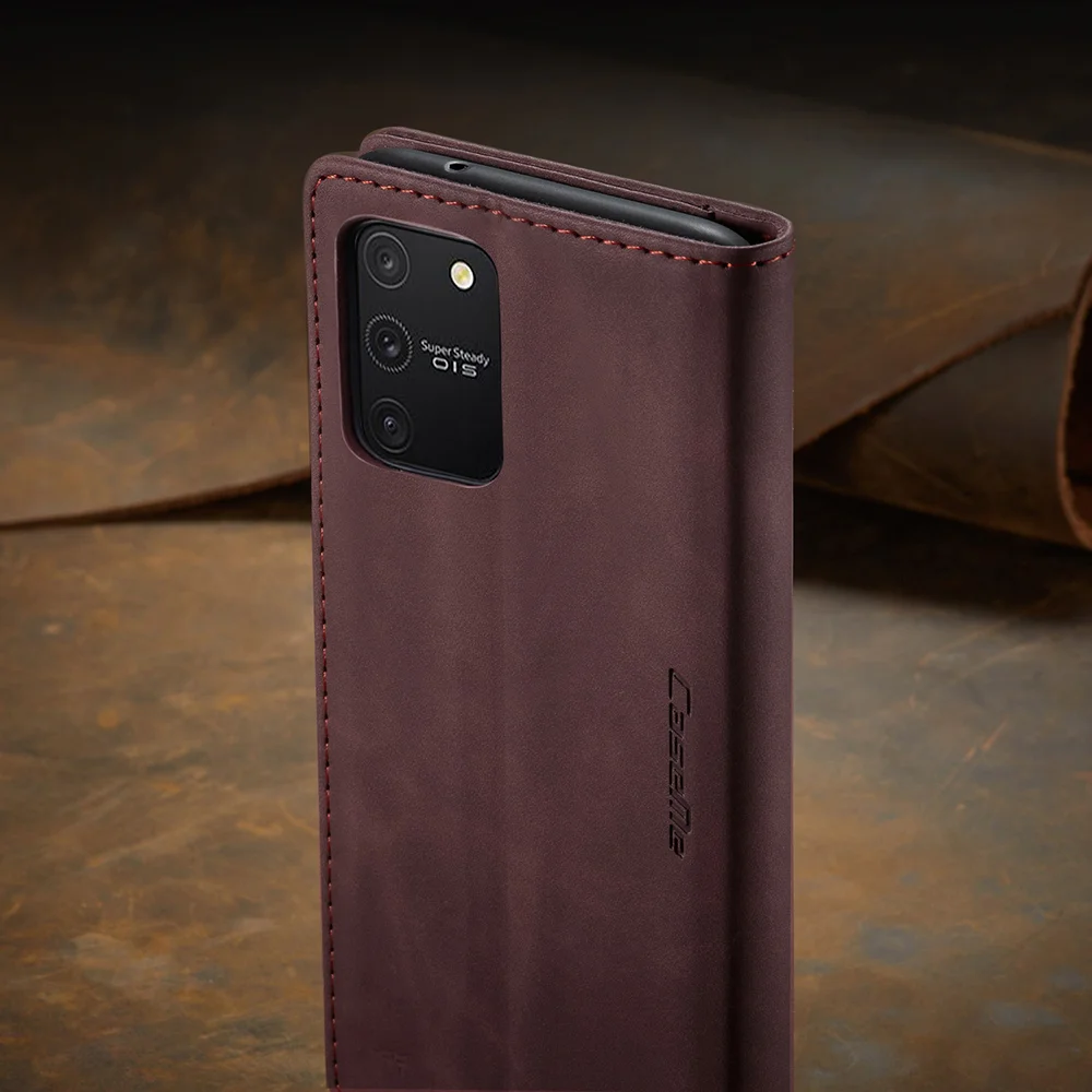 CASEME 013 Series Flip Wallet Leather Mobile Case for Samsung Galaxy A91/S10 Lite - Black-Cellmalls