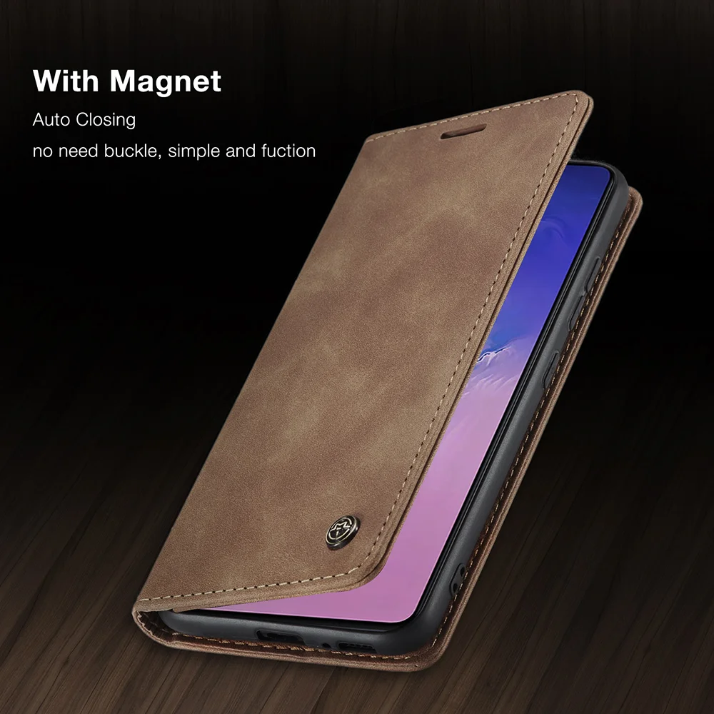 CASEME 013 Series Flip Wallet Leather Mobile Case for Samsung Galaxy A91/S10 Lite - Black-Cellmalls