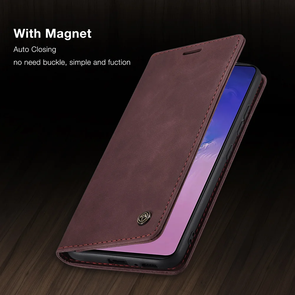 CASEME 013 Series Flip Wallet Leather Mobile Case for Samsung Galaxy A91/S10 Lite - Black-Cellmalls