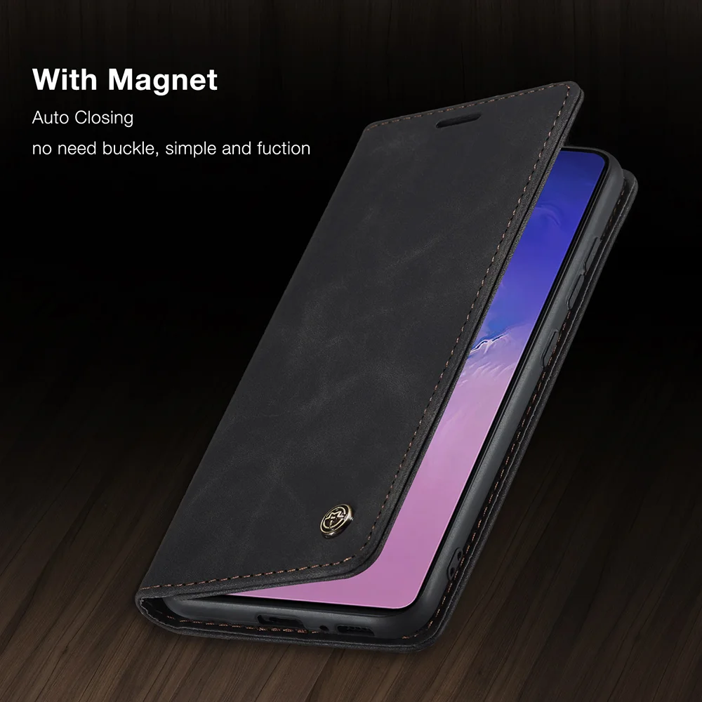 CASEME 013 Series Flip Wallet Leather Mobile Case for Samsung Galaxy A91/S10 Lite - Black-Cellmalls