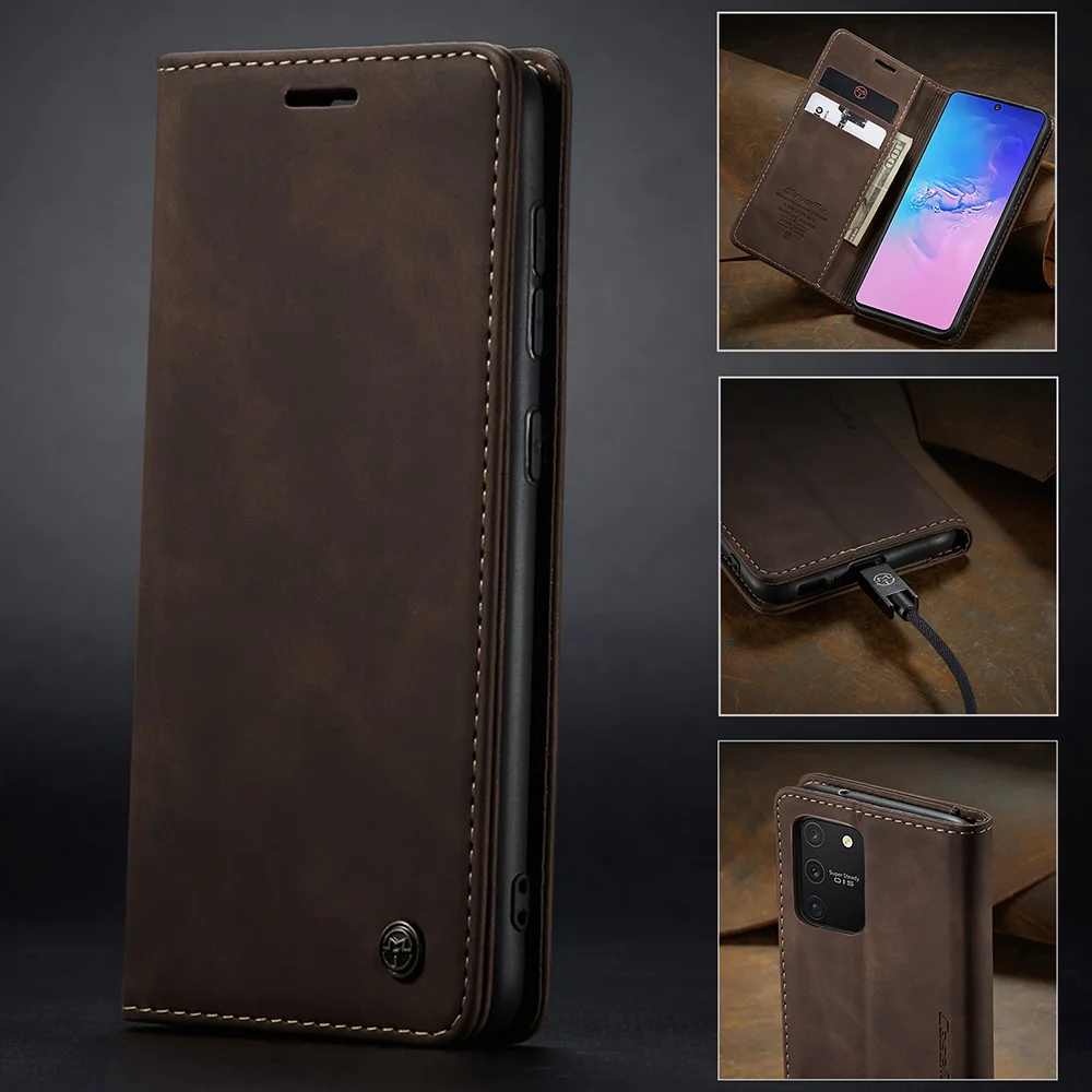 CASEME 013 Series Flip Wallet Leather Mobile Case for Samsung Galaxy A91/S10 Lite - Black-Cellmalls