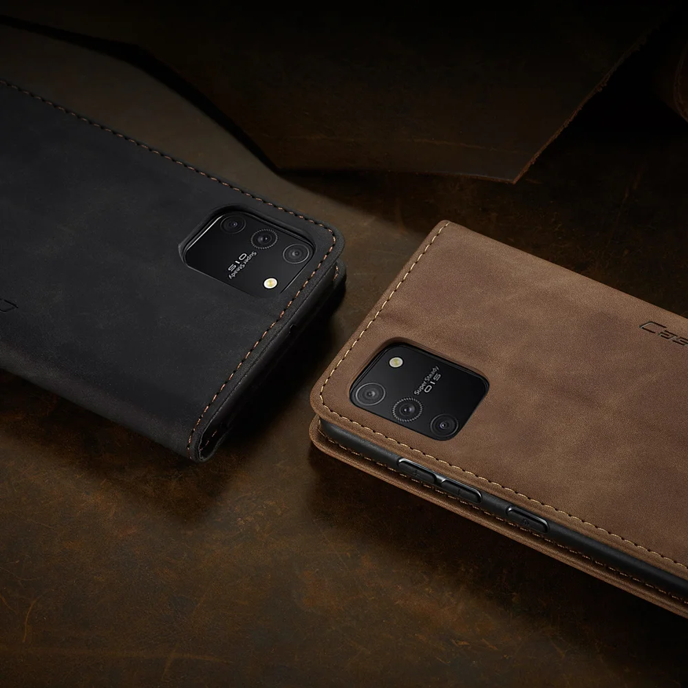 CASEME 013 Series Flip Wallet Leather Mobile Case for Samsung Galaxy A91/S10 Lite - Black-Cellmalls